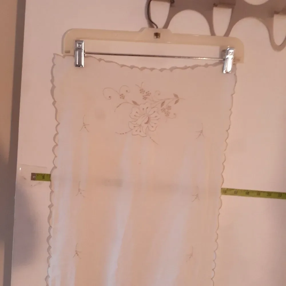 vintage 100% linen table cloth Runner ivory white handmade embroidered